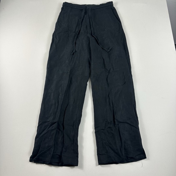 Banana Republic Woman's Wide Leg 100%‎ Linen Pant Black Size 8 Summer Beach Pool - Picture 1 of 8